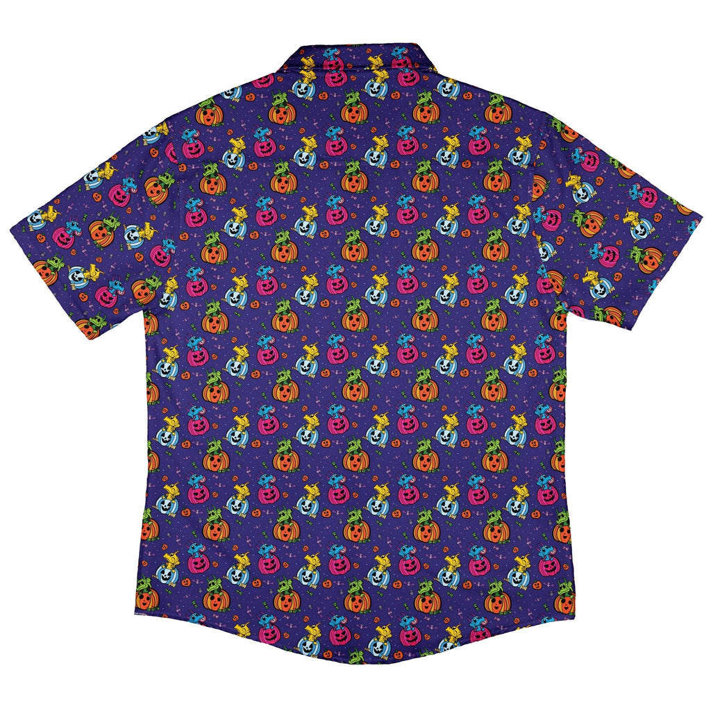 Candy Pumpkin Dragons Button Up Shirt Geek Nerd adult sizing Designed by Rose Khan Fantasy Prints