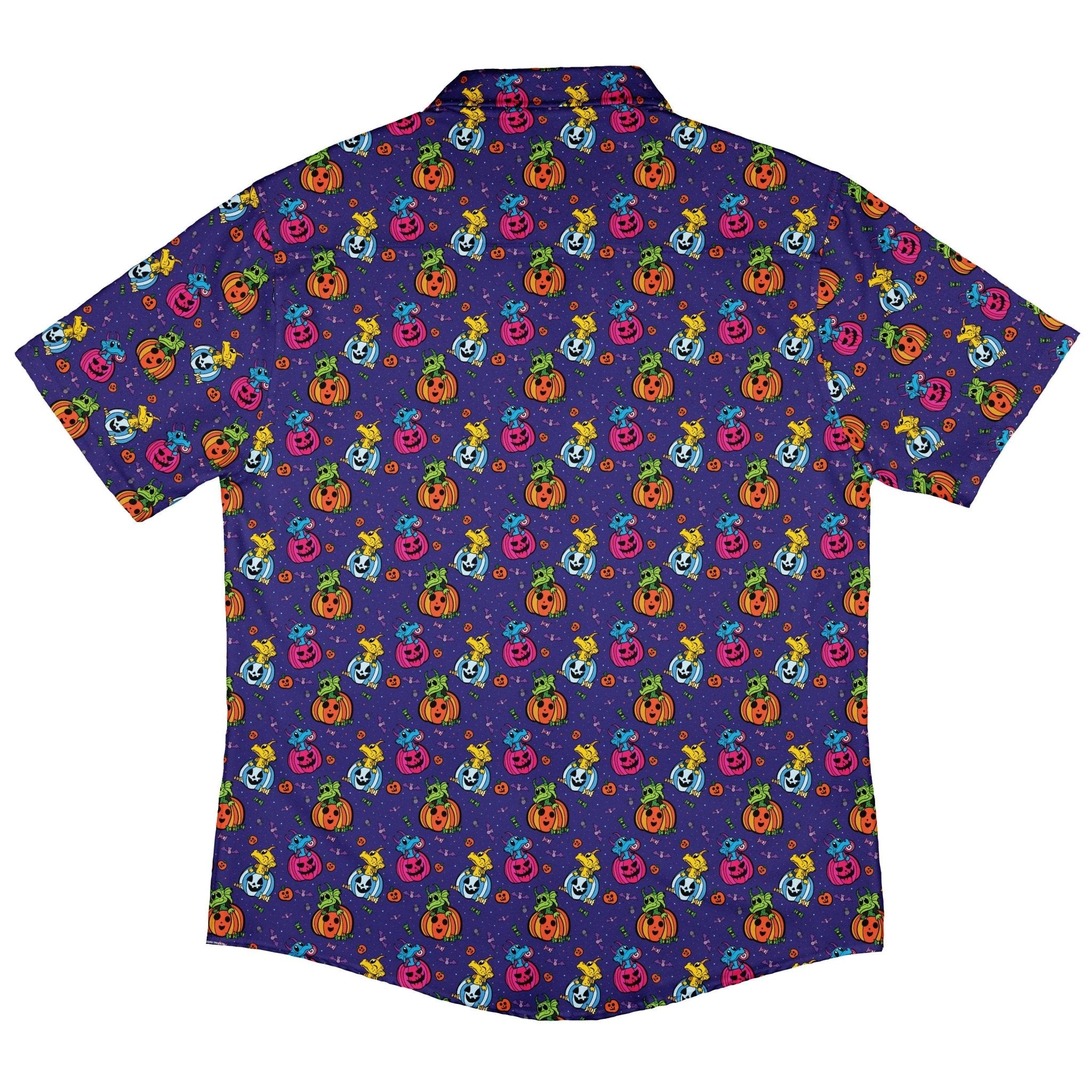 Candy Pumpkin Dragons Button Up Shirt Geek Nerd adult sizing Designed by Rose Khan Fantasy Prints