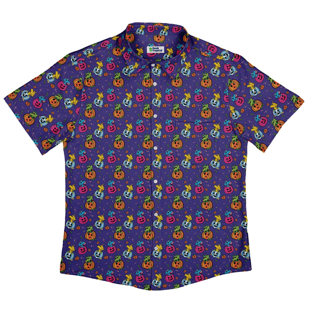 Candy Pumpkin Dragons Button Up Shirt Geek Nerd adult sizing Designed by Rose Khan Fantasy Prints