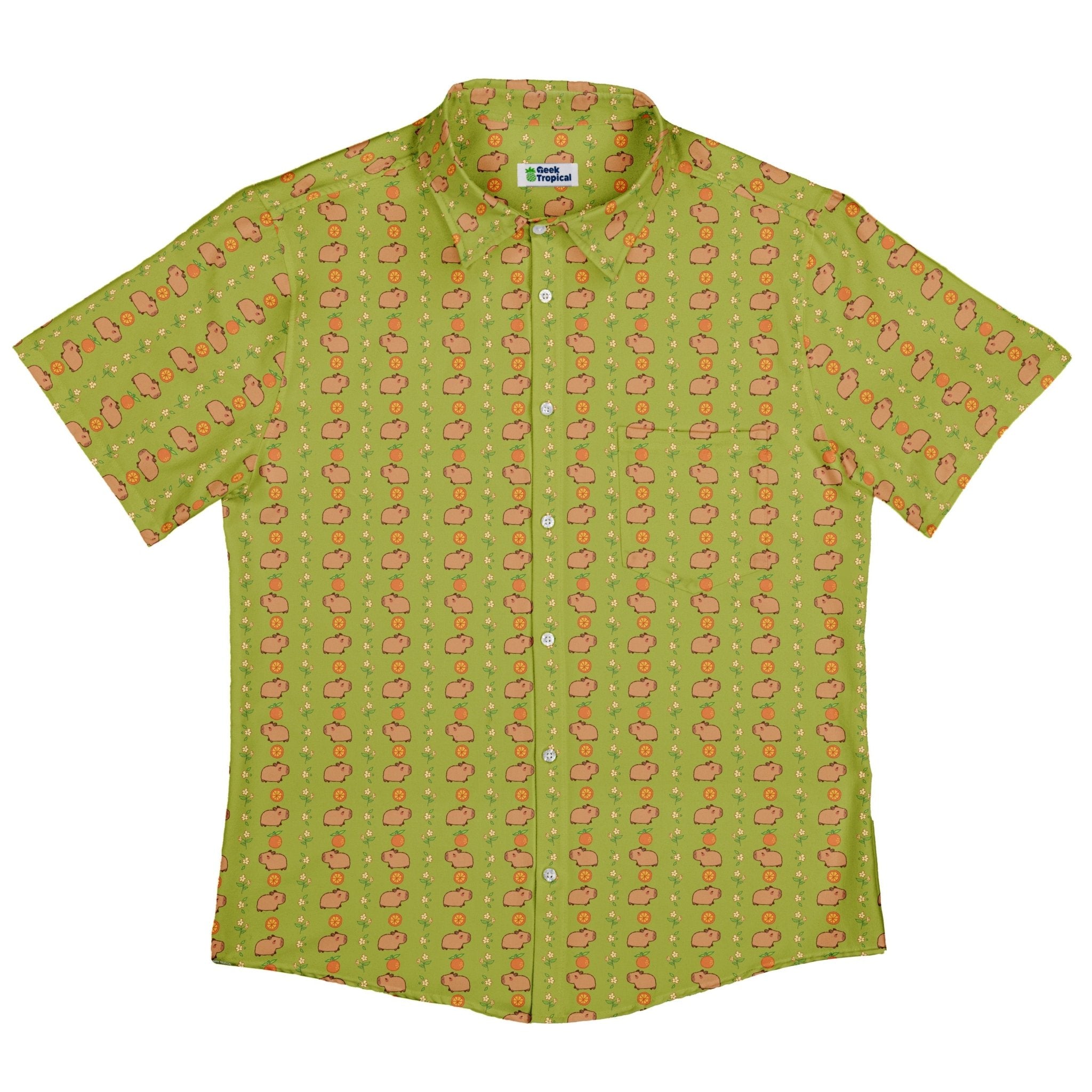 Capybaras Button Up Shirt Geek Nerd adult sizing animal patterns Design by Ardi Tong