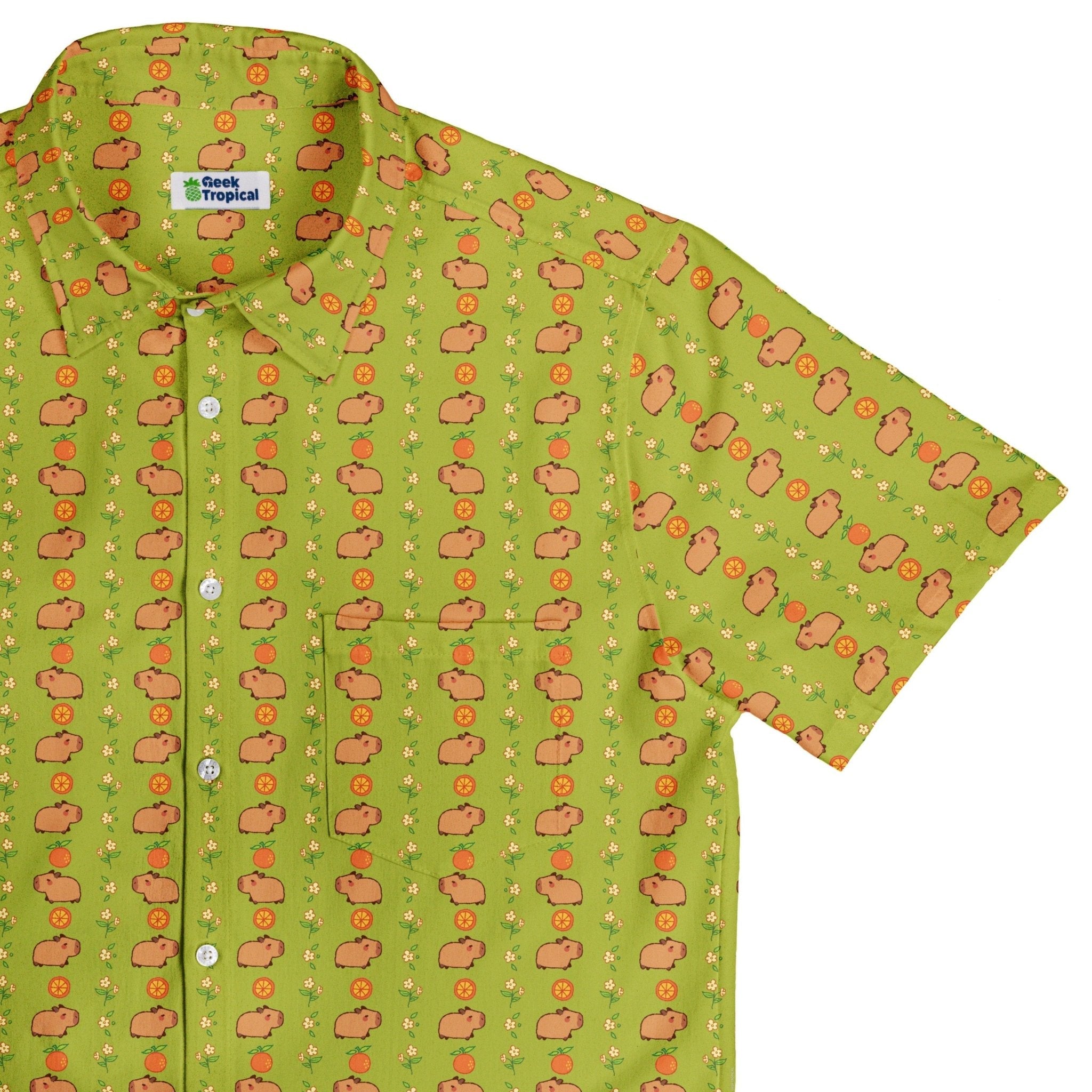 Capybaras Button Up Shirt Geek Nerd adult sizing animal patterns Design by Ardi Tong