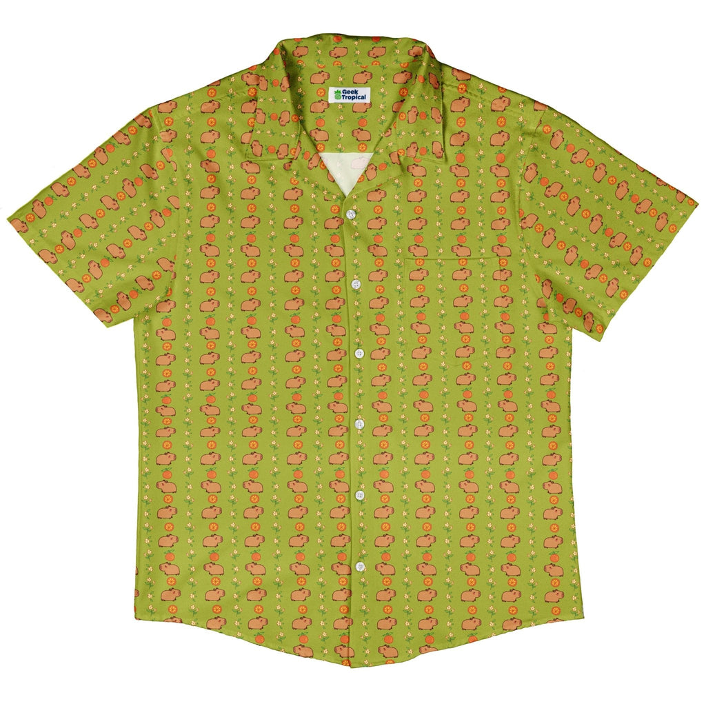 Capybaras Button Up Shirt Geek Nerd adult sizing animal patterns Design by Ardi Tong