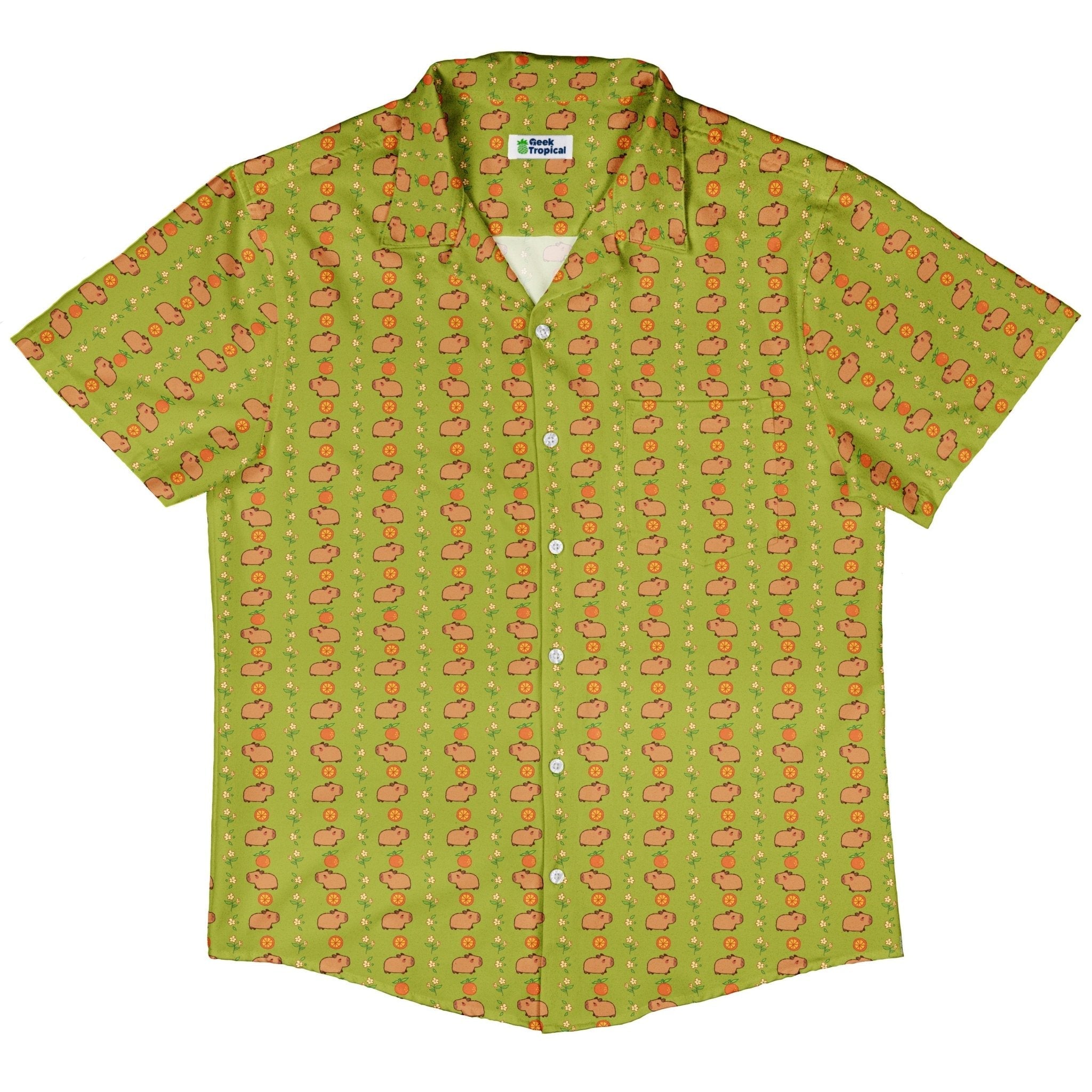 Capybaras Button Up Shirt Geek Nerd adult sizing animal patterns Design by Ardi Tong