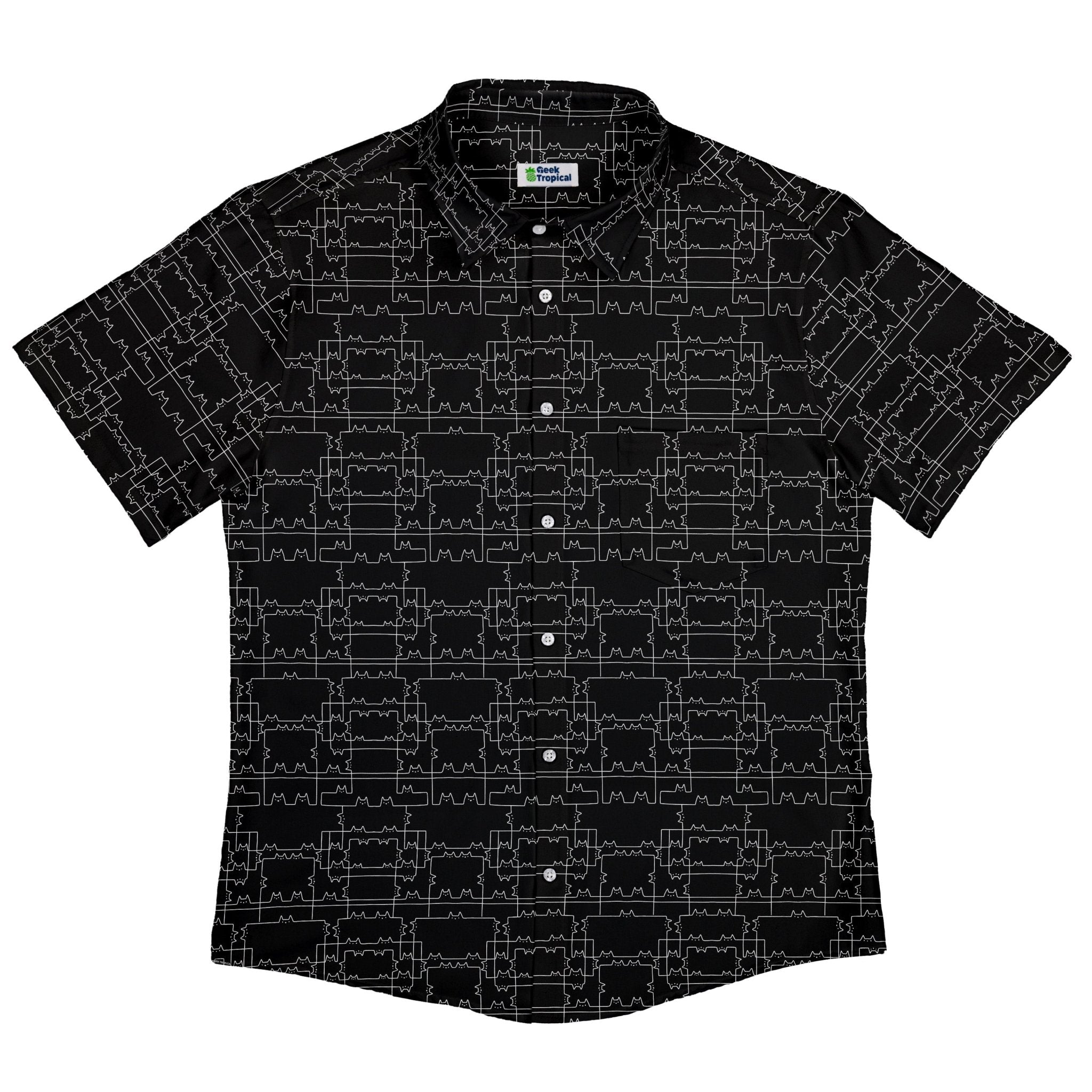Cat Geometric Cubism Button Up Shirt Geek Nerd 0925 adult sizing All Adult Button Up Shirts