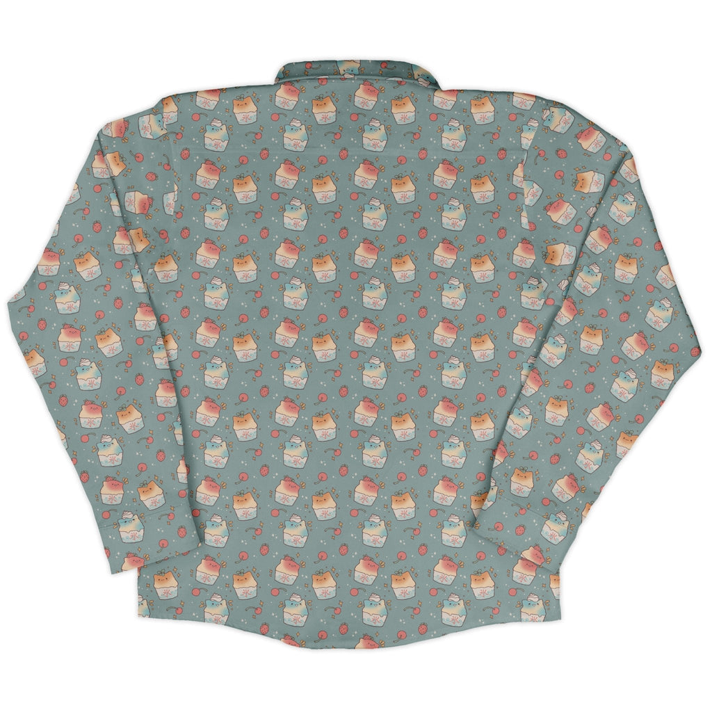 Cat Kakigori Anime Long Sleeve Button Up Shirt Geek Nerd adult sizing Animal Patterns Anime