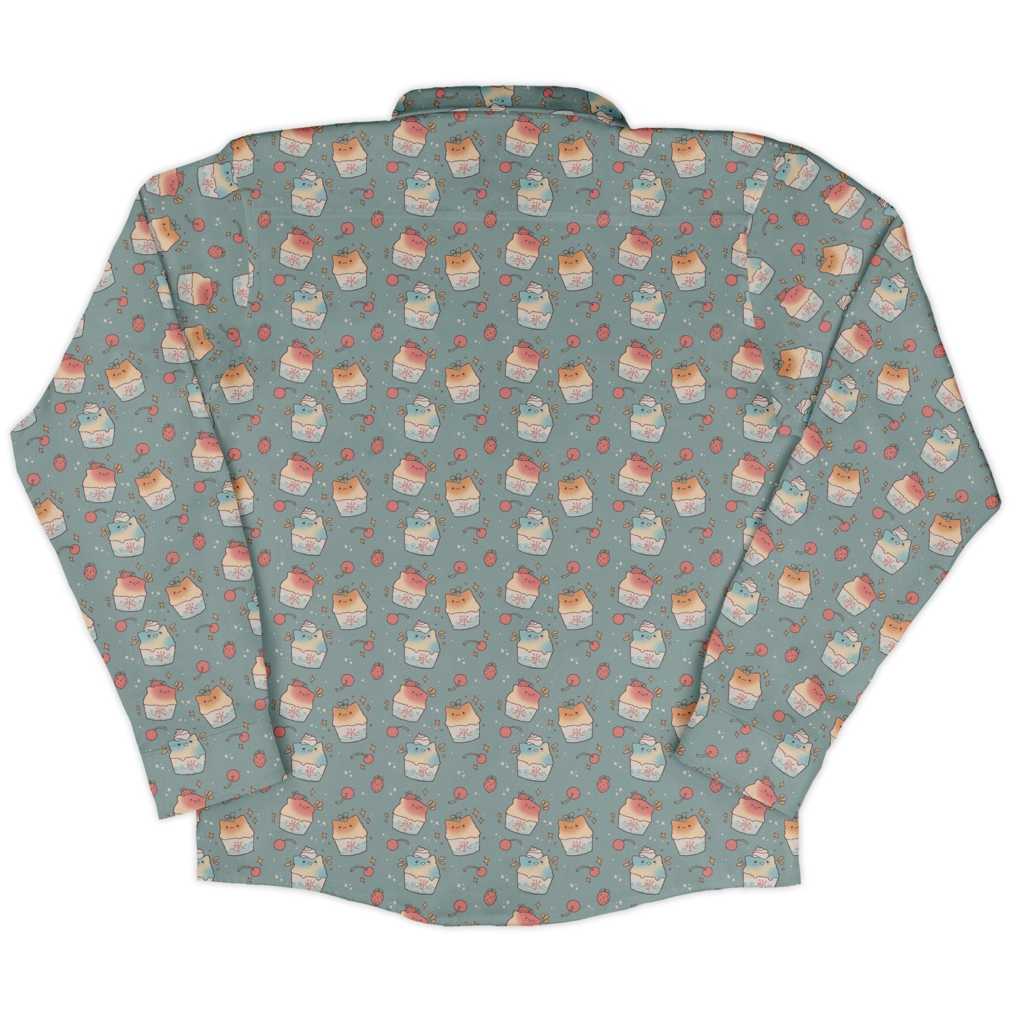 Cat Kakigori Anime Long Sleeve Button Up Shirt Geek Nerd adult sizing Animal Patterns Anime