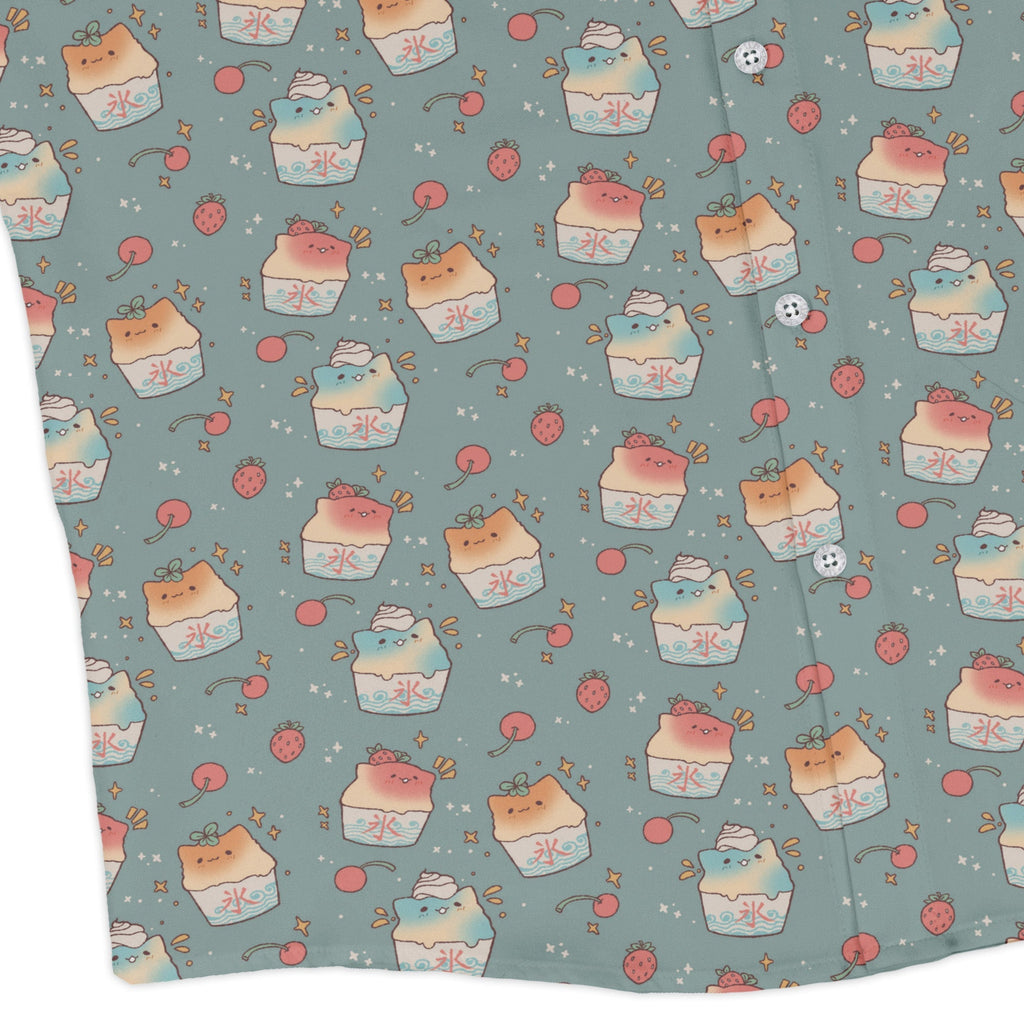 Cat Kakigori Anime Long Sleeve Button Up Shirt Geek Nerd adult sizing Animal Patterns Anime