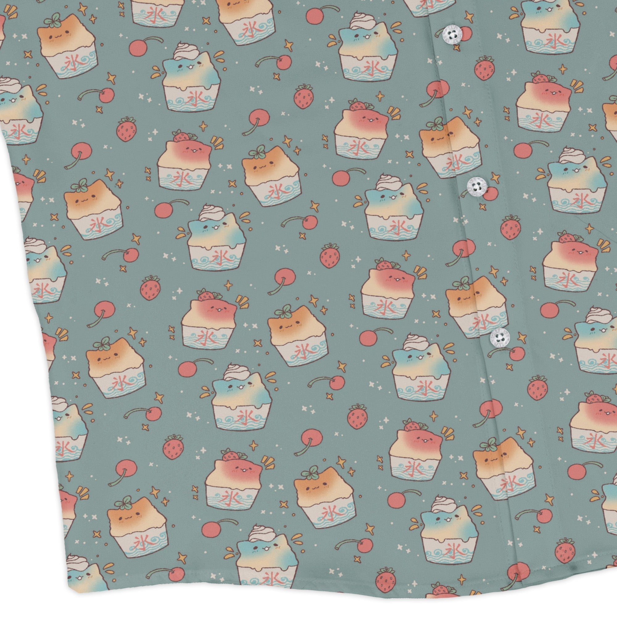 Cat Kakigori Anime Long Sleeve Button Up Shirt Geek Nerd adult sizing Animal Patterns Anime