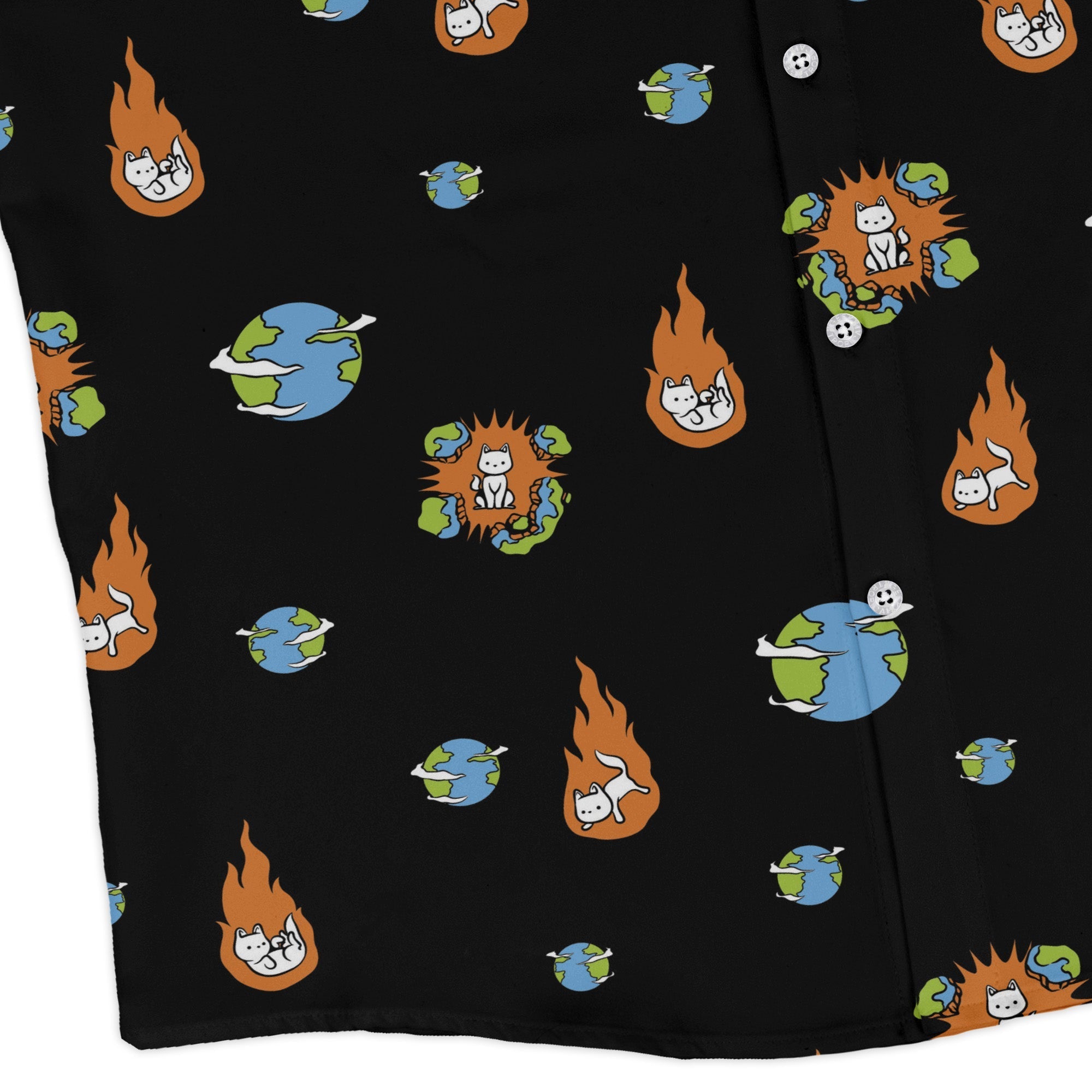 Cat Meteor Shower Space Long Sleeve Button Up Shirt Geek Nerd adult sizing Animal Patterns Design by Tobe Fonseca