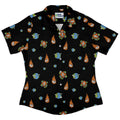Cat Meteor Shower Space Curvy Button Up Shirt Geek Nerd Animal Patterns Design by Tobe Fonseca Funny Prints