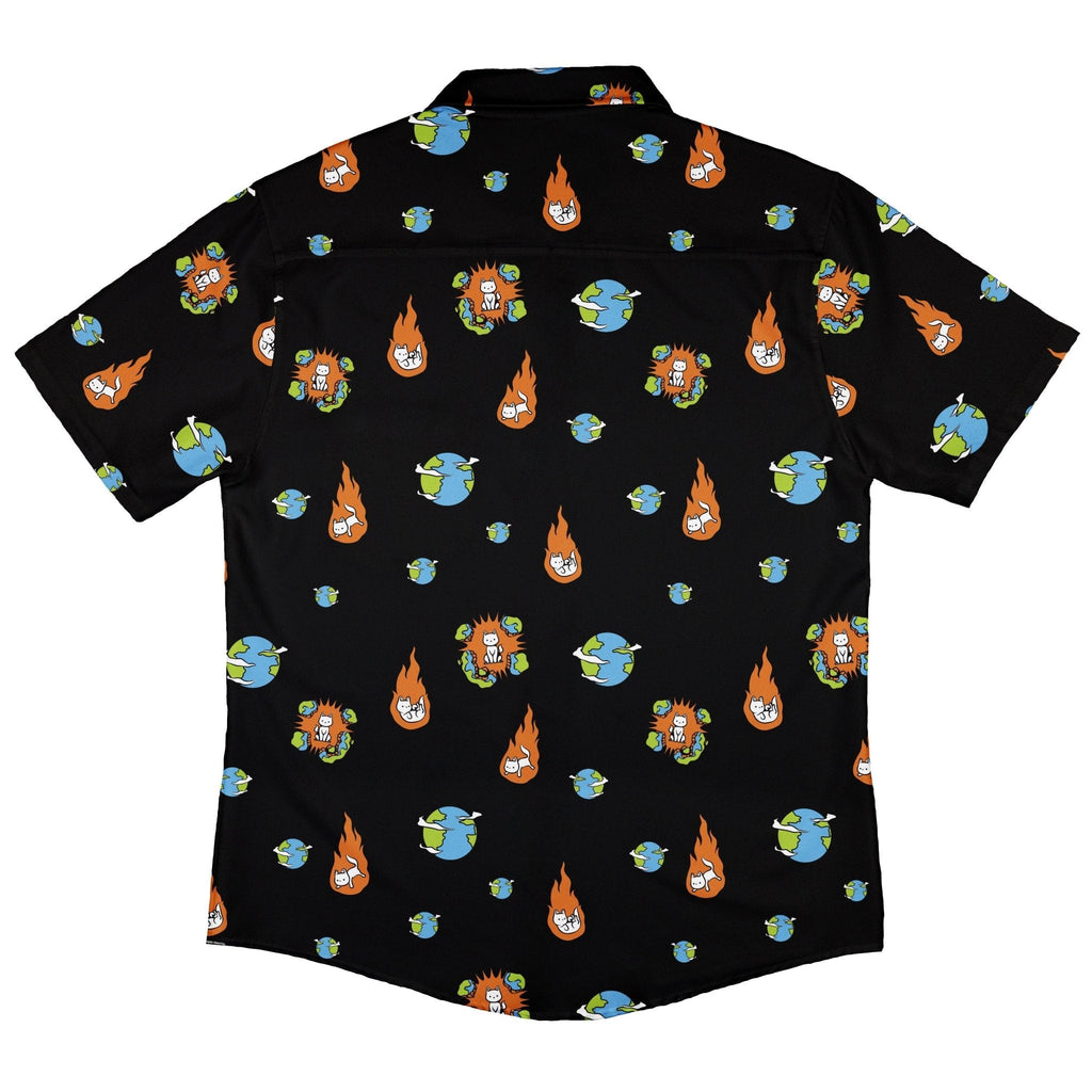 Cat Meteor Shower Space Button Up Shirt - adult sizing - Animal Patterns - Design by Tobe Fonseca