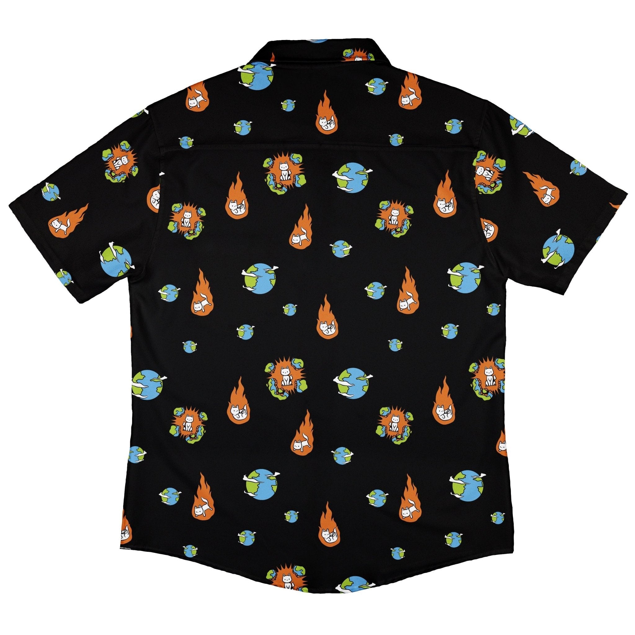 Cat Meteor Shower Space Button Up Shirt - adult sizing - Animal Patterns - Design by Tobe Fonseca