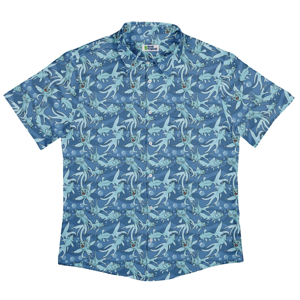 CatFish Button Up Shirt Geek Nerd adult sizing animal patterns Design by Julie Kitzes