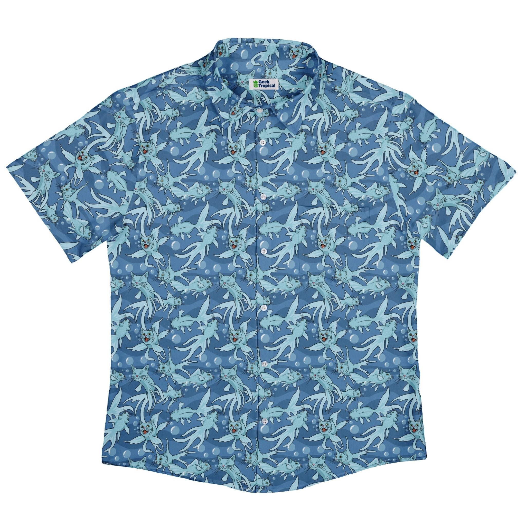 CatFish Button Up Shirt Geek Nerd adult sizing animal patterns Design by Julie Kitzes