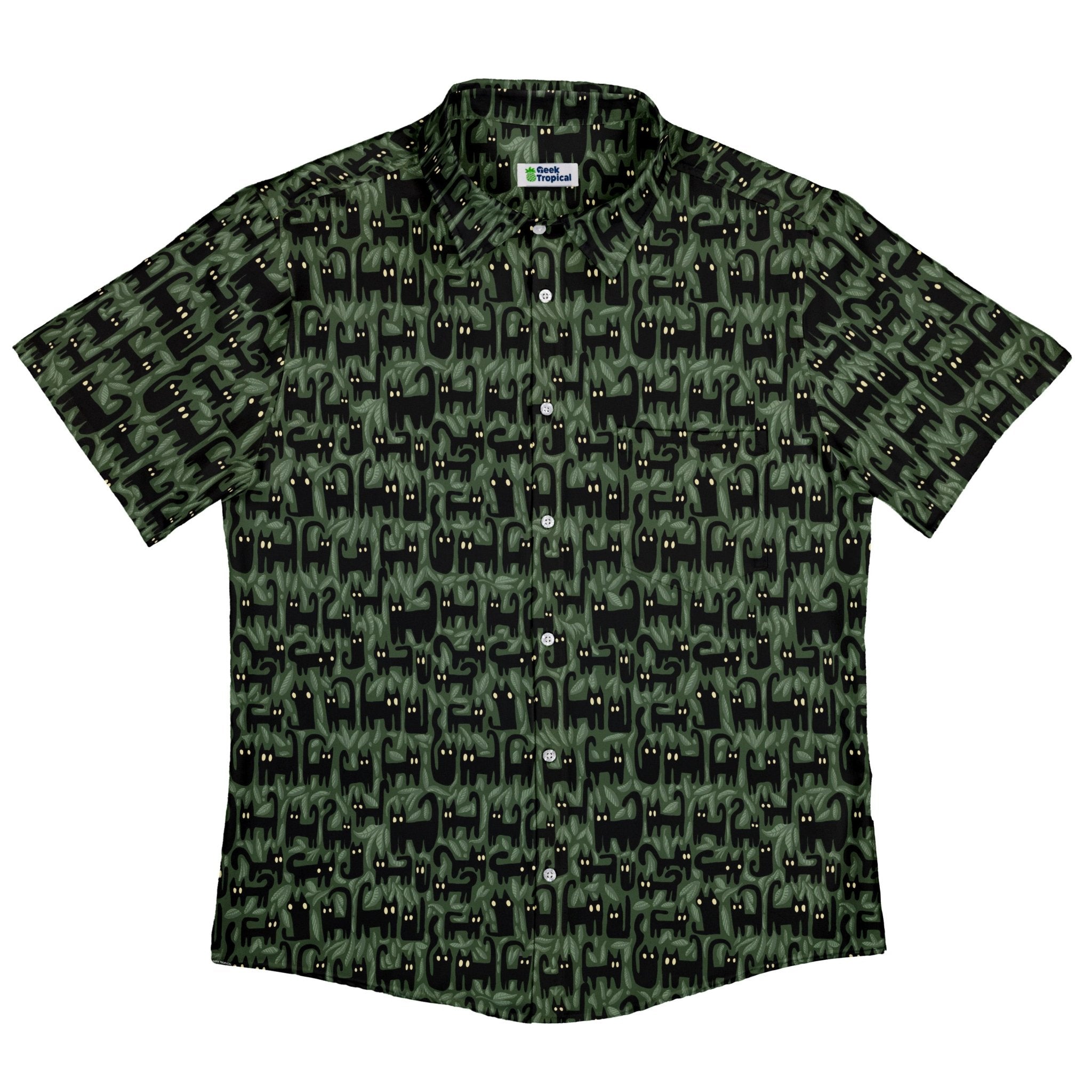 Cats in the Leaves Button Up Shirt Geek Nerd adult sizing Advertise to Meta All Adult Button Up Shirts