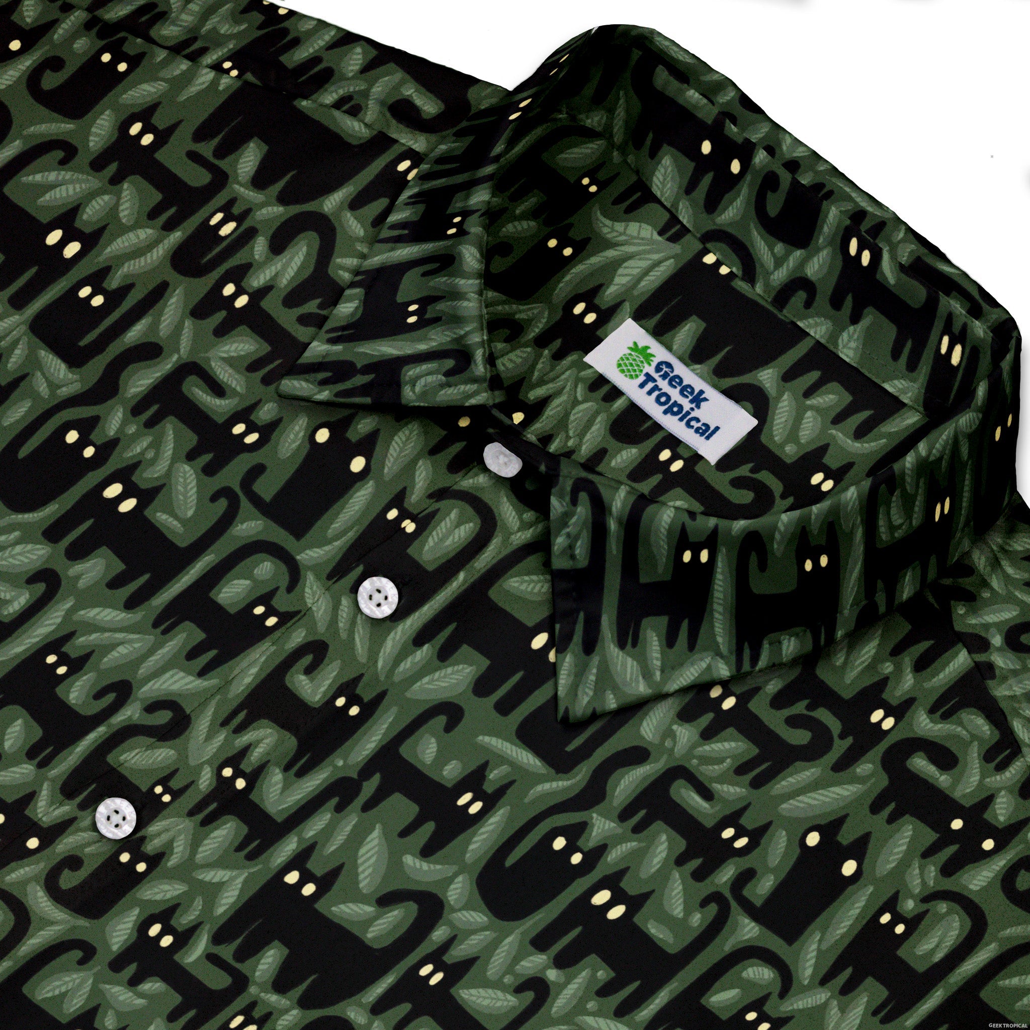 Cats in the Leaves Button Up Shirt Geek Nerd adult sizing Advertise to Meta All Adult Button Up Shirts