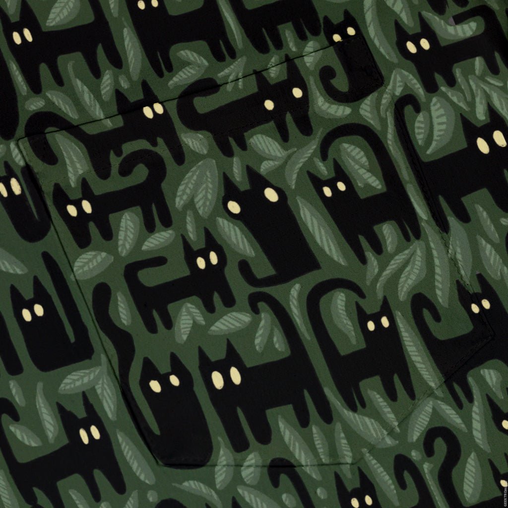Cats in the Leaves Button Up Shirt Geek Nerd adult sizing Advertise to Meta All Adult Button Up Shirts