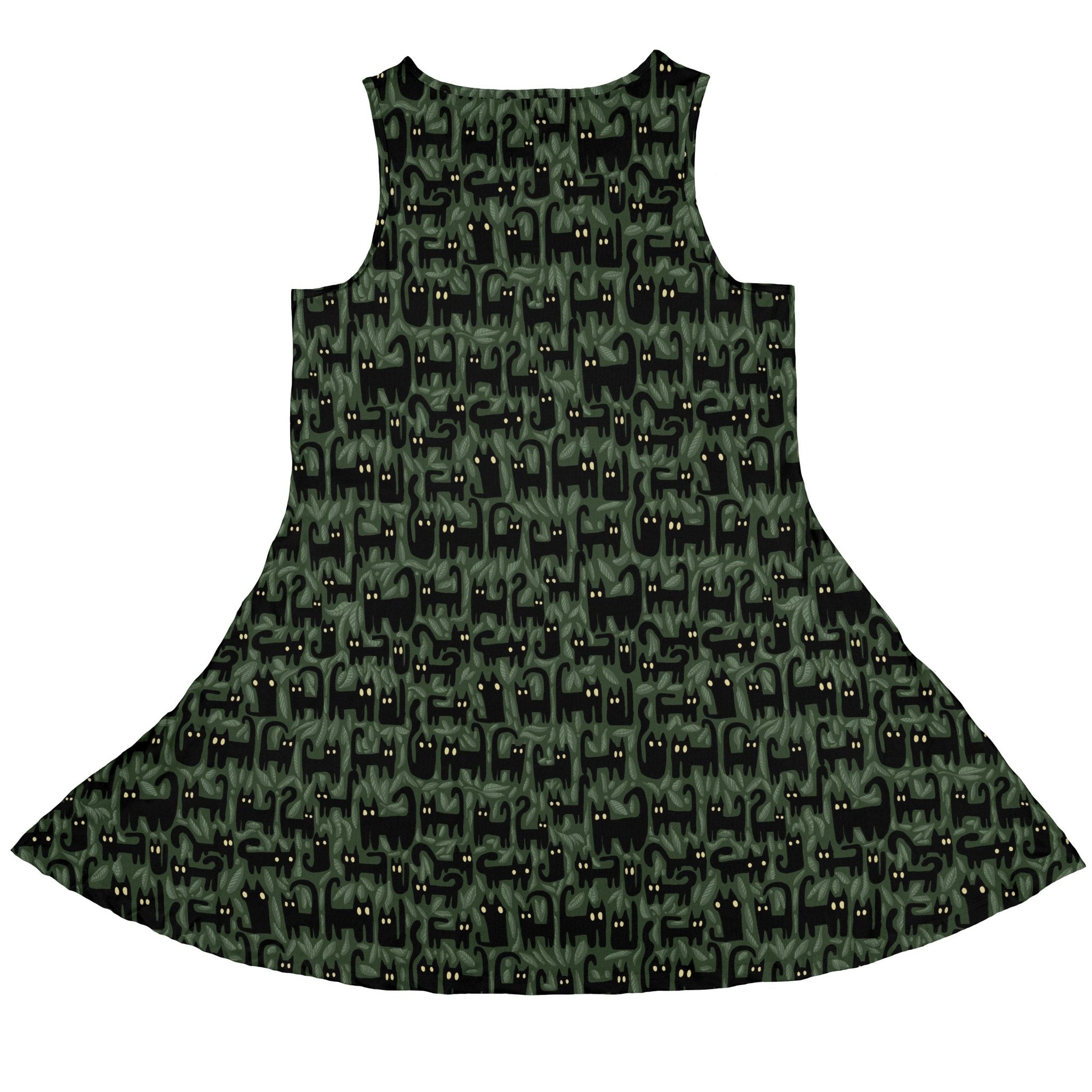 Cats in the Leaves Sleeveless Dress Geek Nerd Advertise to Meta Animal Patterns Botany Print