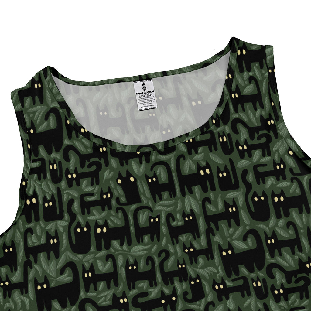 Cats in the Leaves Sleeveless Dress Geek Nerd Advertise to Meta Animal Patterns Botany Print