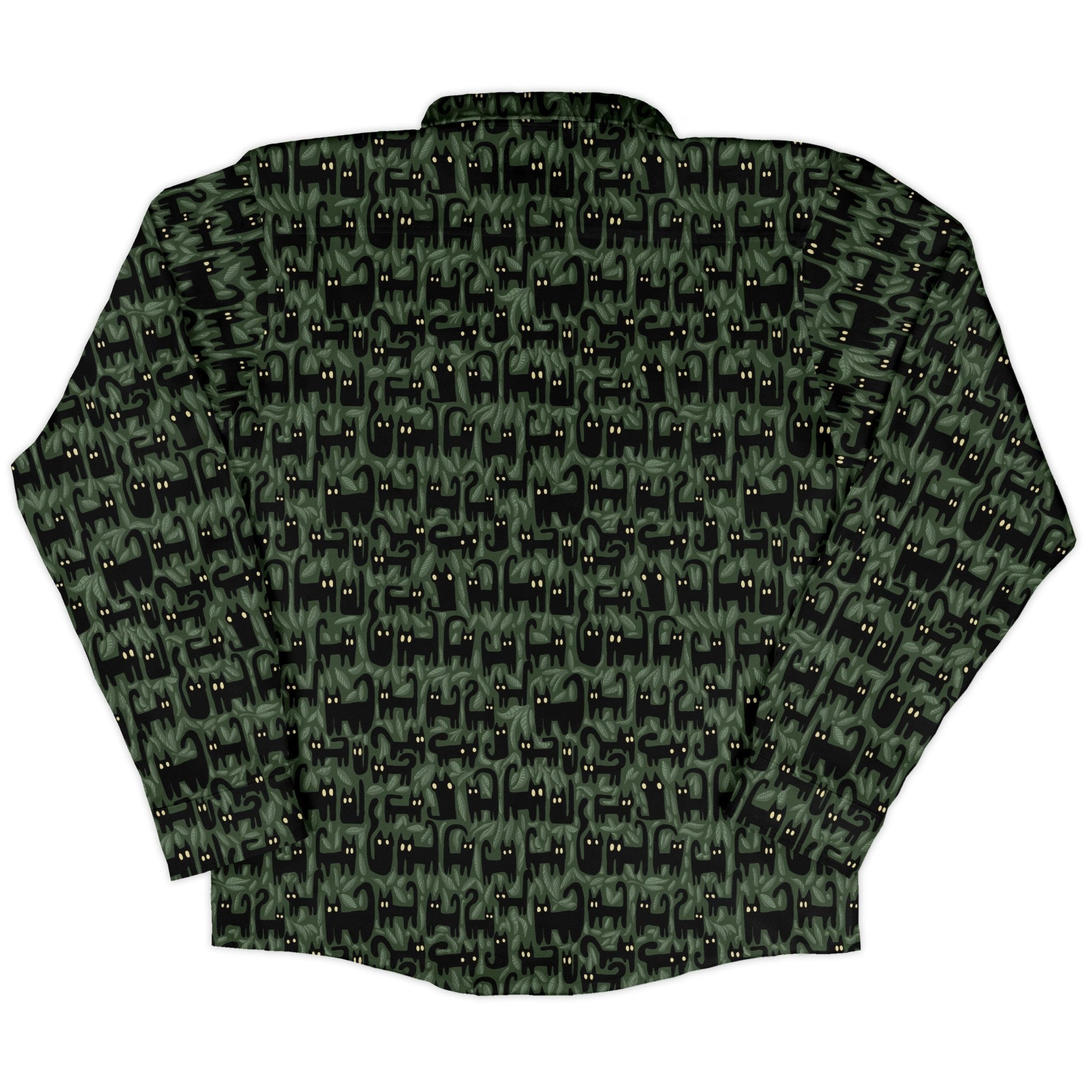 Cats in the Leaves Long Sleeve Button Up Shirt Geek Nerd adult sizing Advertise to Meta All Adult Button Up Shirts