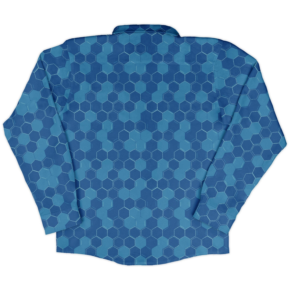 Chemistry Set Hexagon Long Sleeve Button Up Shirt Geek Nerd adult sizing Design by Zirkus Design FLOW DESC WRITING