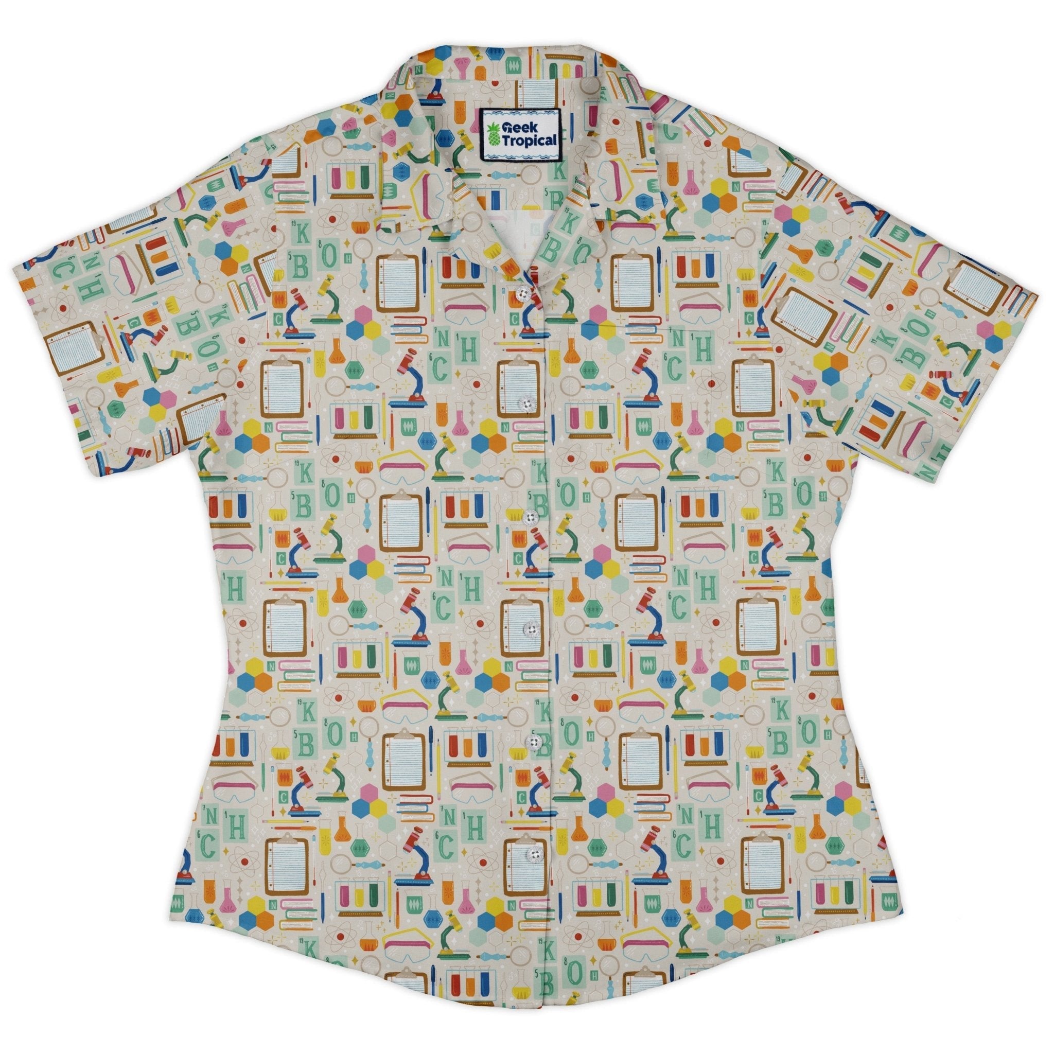 Chemistry Tool Set Curvy Button Up Shirt Geek Nerd Design by Zirkus Design q225 science print