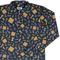 Chess Colorful Pieces Board Blue Long Sleeve Button Up Shirt Geek Nerd adult sizing board game print