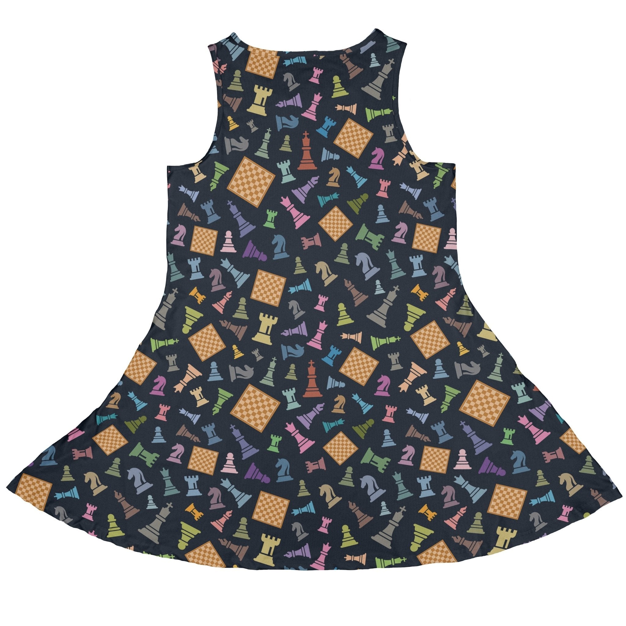 Chess Colorful Pieces Board Blue Dress Geek Nerd board game print lx - C