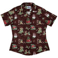 Christmas Time with Dragons Curvy Button Up Shirt Geek Nerd Christmas Print Design by Amy Brown Fantasy Prints