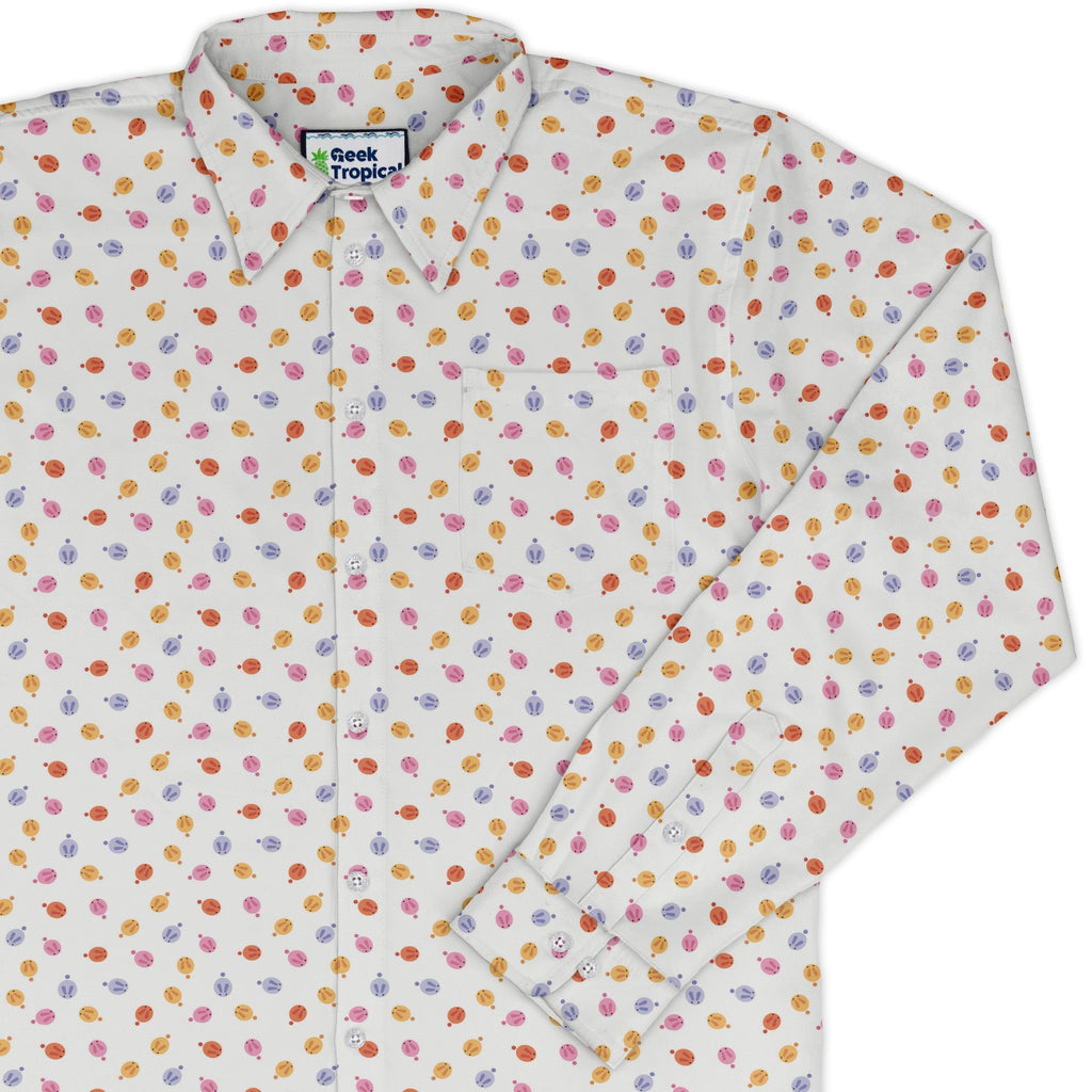 Colorful Wagashi Rabbits Long Sleeve Button Up Shirt Geek Nerd Animal Patterns Anime Design by Ardi Tong