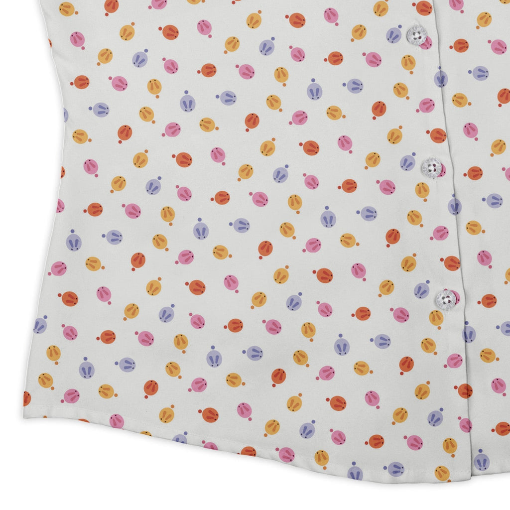 Colorful Wagashi Rabbits Curvy Button Up Shirt Geek Nerd Animal Patterns Anime Design by Ardi Tong