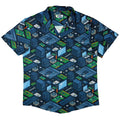 Computer Electronic Parts Dark Navy Button Up Shirt - adult sizing - computer print - Maximalist Patterns