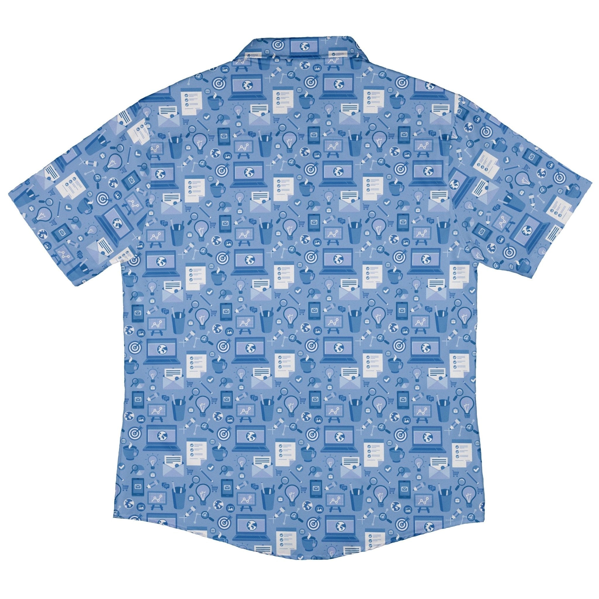 Computer Programmer Life Silver Blue Button Up Shirt - adult sizing - computer print -