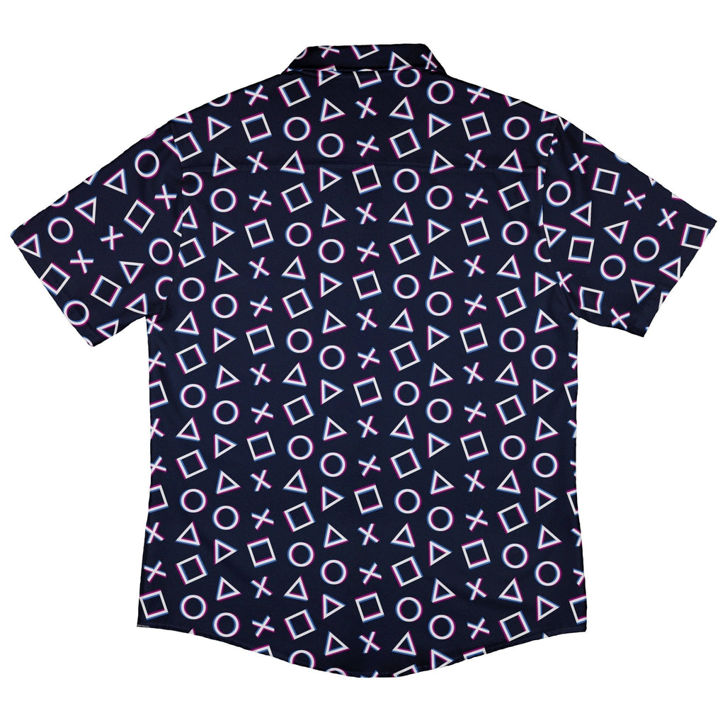 Controller Gamepad Buttons Gray Video Game Button Up Shirt - adult sizing - Simple Patterns - video game arcade print