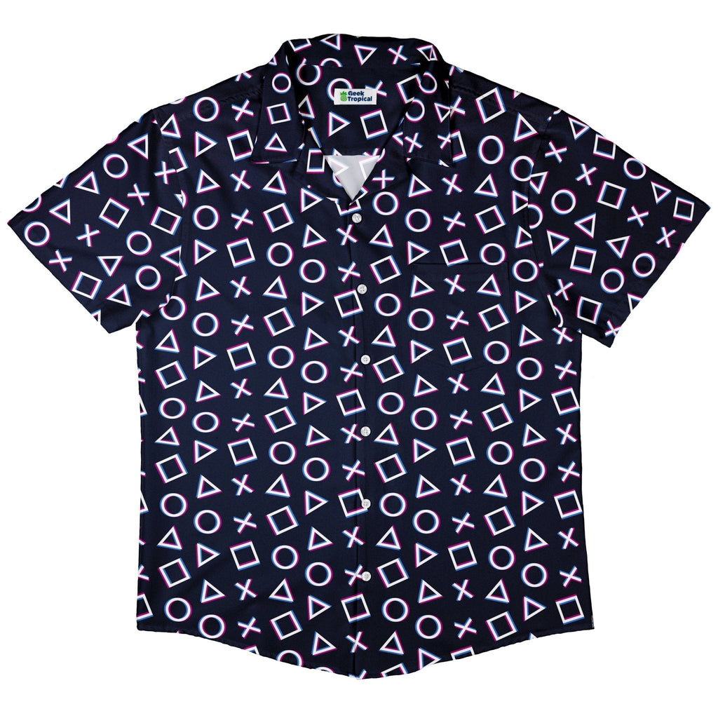 Controller Gamepad Buttons Gray Video Game Button Up Shirt - adult sizing - Simple Patterns - video game arcade print