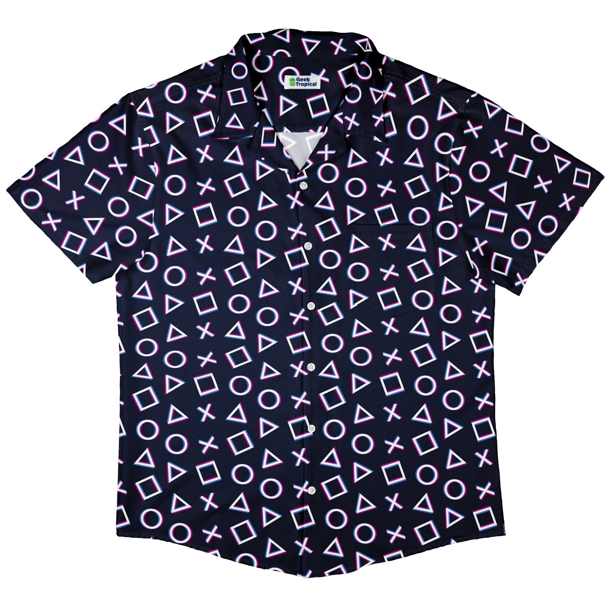 Controller Gamepad Buttons Gray Video Game Button Up Shirt - adult sizing - Simple Patterns - video game arcade print