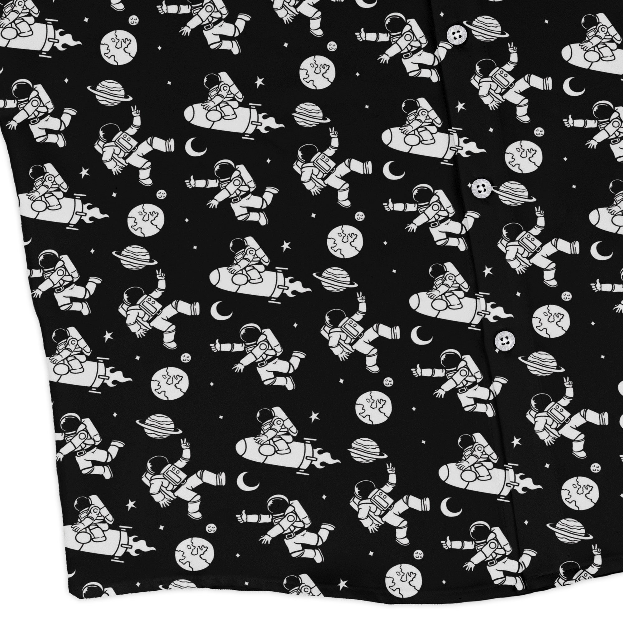 Cosmic Explorers Space Long Sleeve Button Up Shirt Geek Nerd adult sizing Design by Tobe Fonseca FLOW DESC WRITING