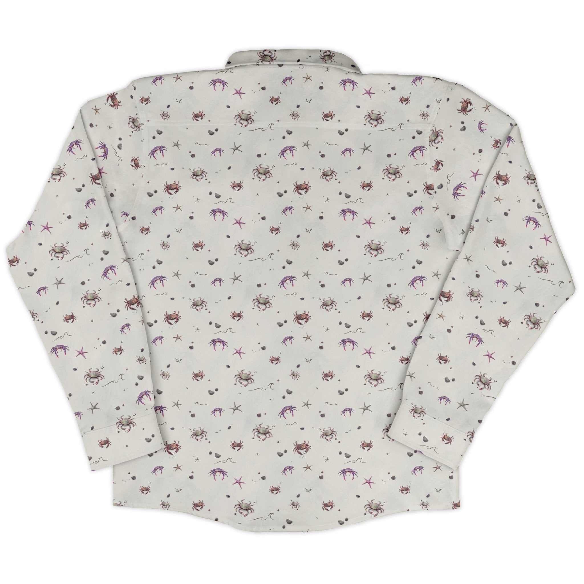 Crab Spread Long Sleeve Button Up Shirt Geek Nerd adult sizing Design by Vlad Mel FLOW DESC WRITING