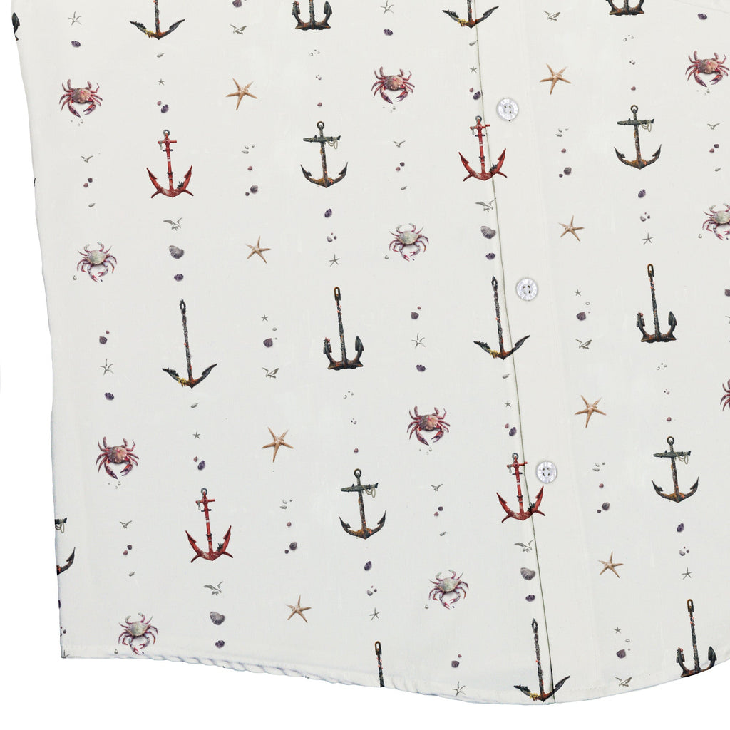 Crabby Anchors Button Up Shirt Geek Nerd adult sizing Design by Vlad Mel Marine biology