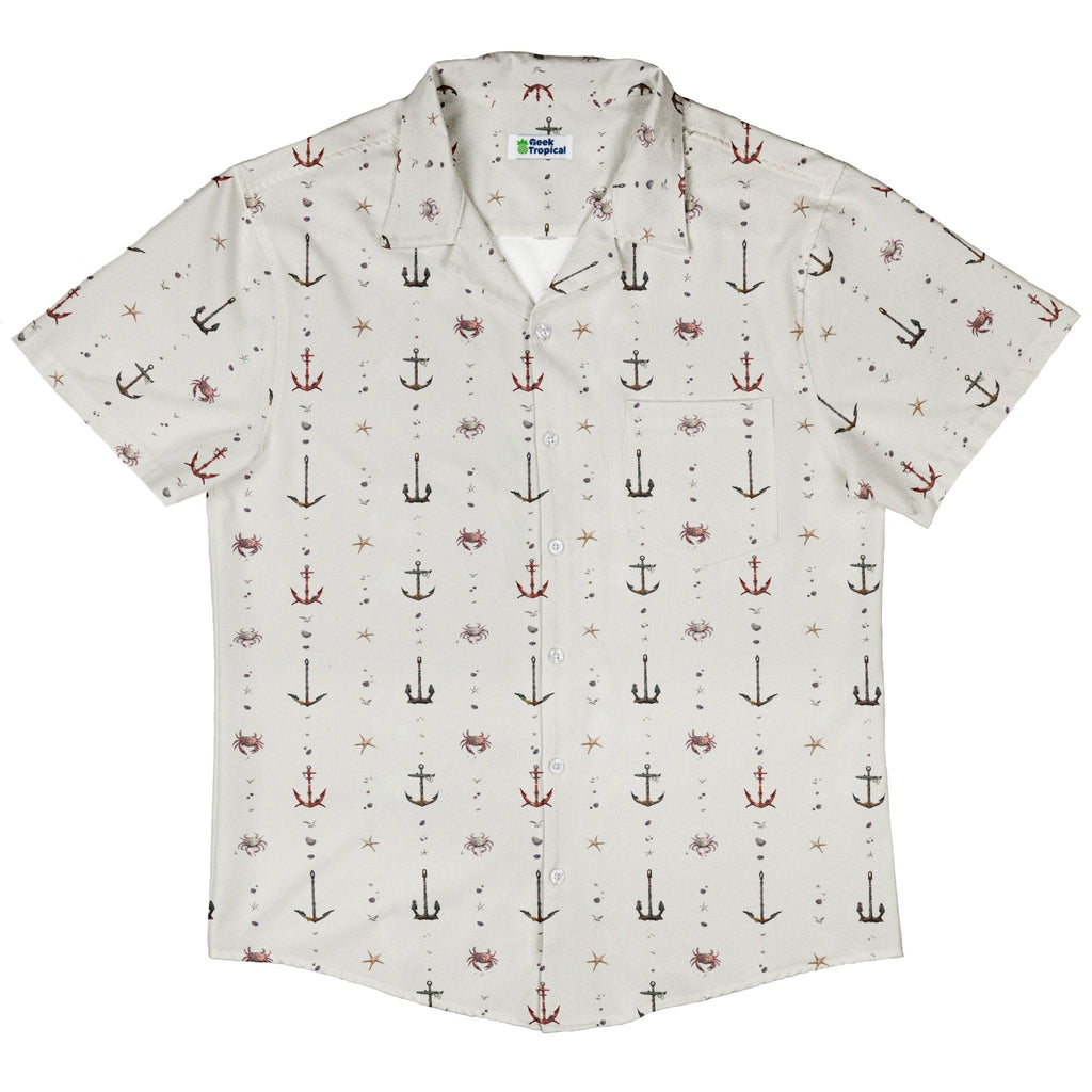 Crabby Anchors Button Up Shirt Geek Nerd adult sizing Design by Vlad Mel Marine biology