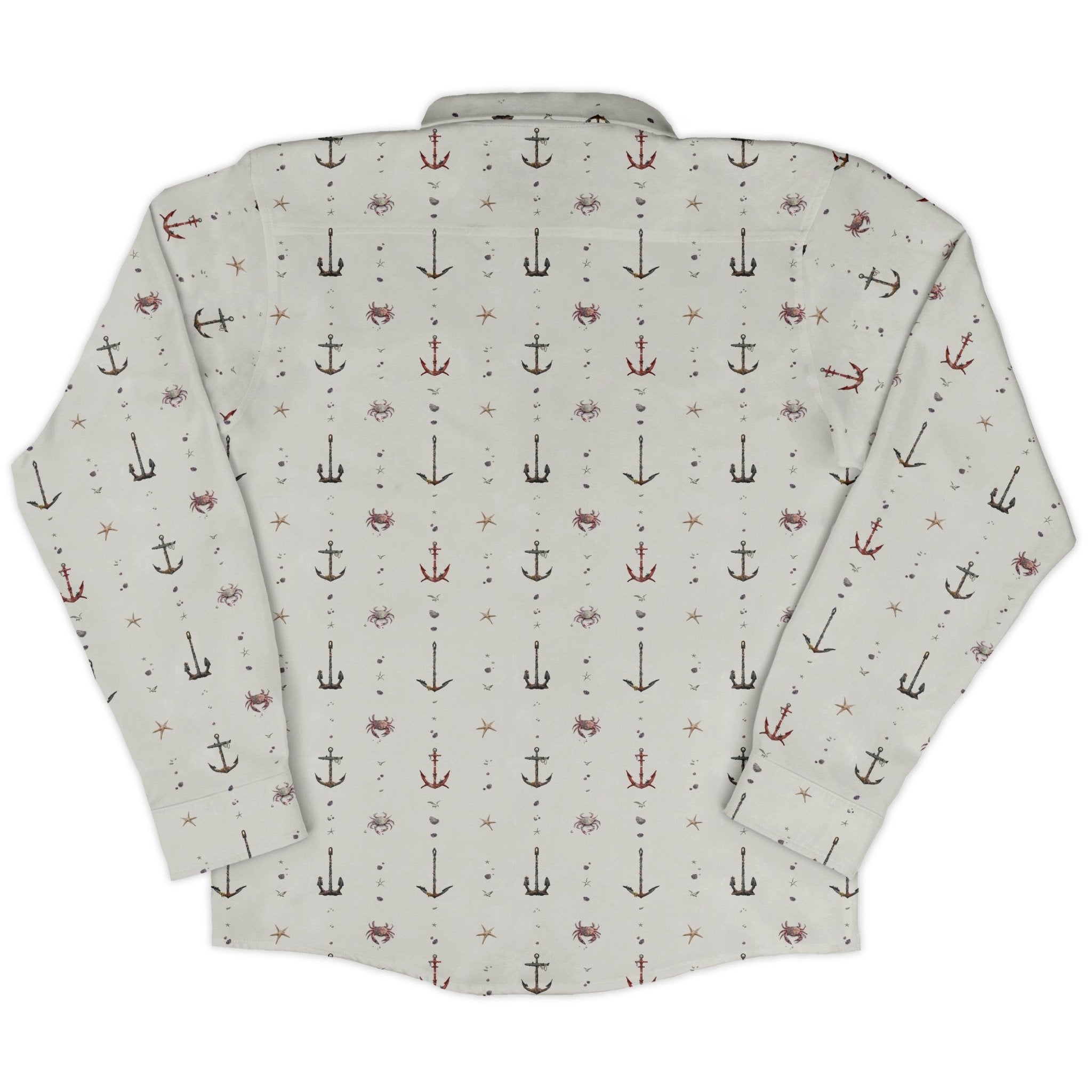 Crabby Anchors Long Sleeve Button Up Shirt Geek Nerd adult sizing Design by Vlad Mel FLOW DESC WRITING