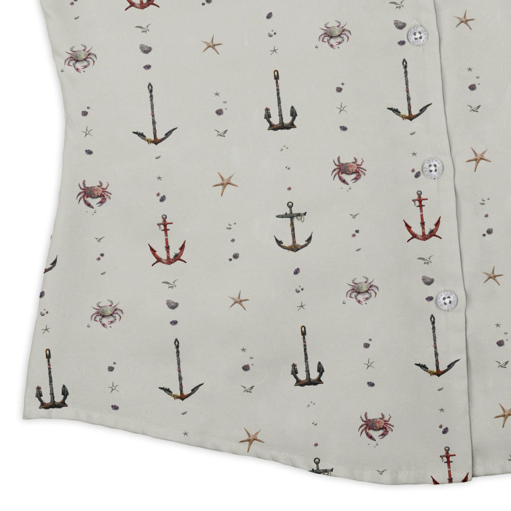 Crabby Anchors Curvy Button Up Shirt Geek Nerd Design by Vlad Mel Marine biology q4