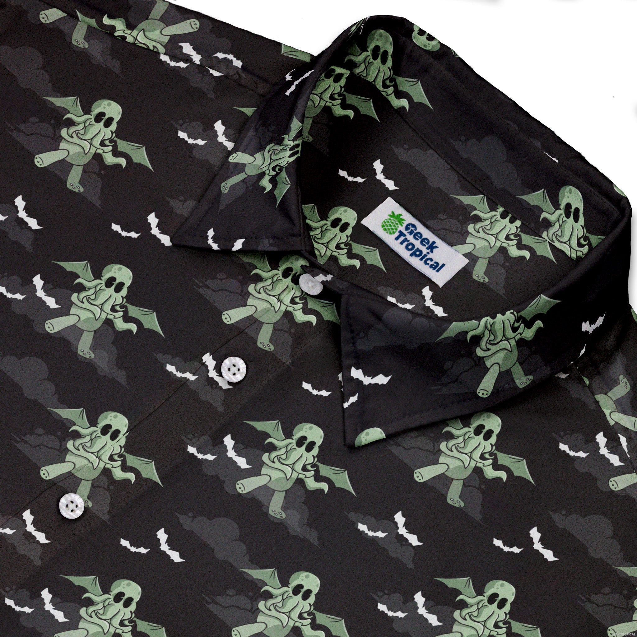 Cthlhu fog Button Up Shirt Geek Nerd adult sizing Fantasy Prints halloween
