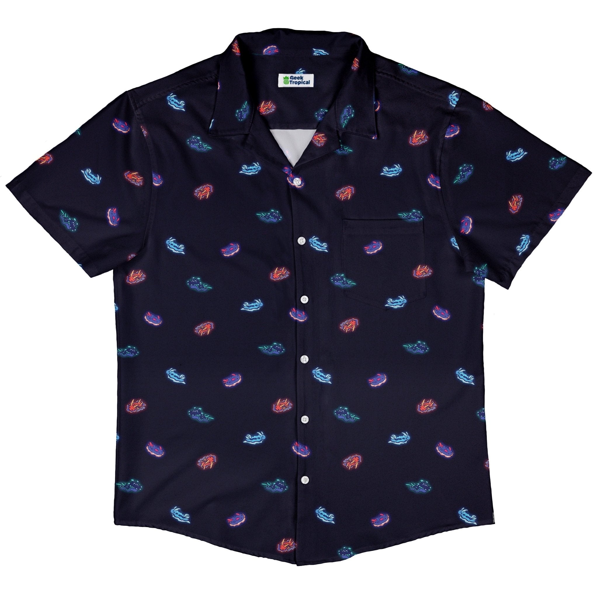 Cute Sea Slugs Button Up Shirt Geek Nerd adult sizing anime Design by Ardi Tong