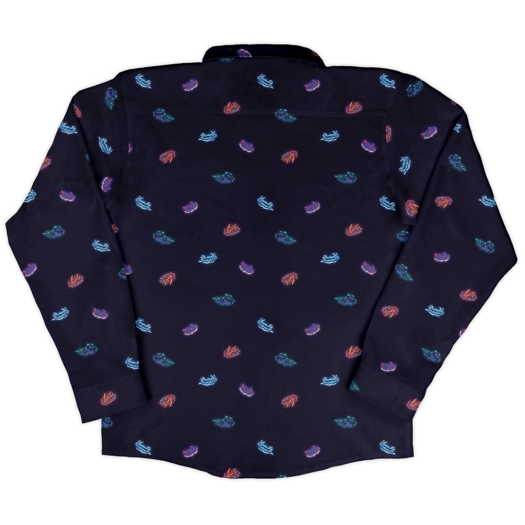 Cute Sea Slugs Long Sleeve Button Up Shirt Geek Nerd adult sizing anime Design by Ardi Tong