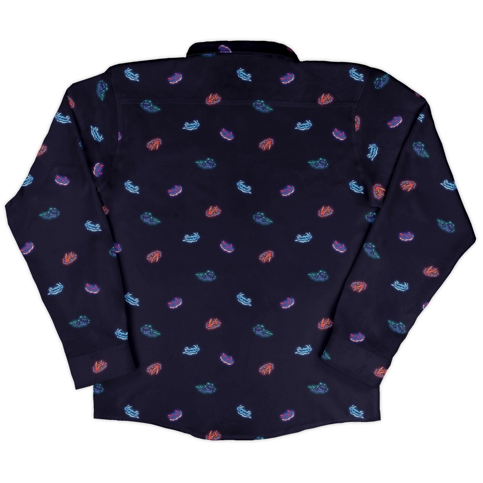 Cute Sea Slugs Long Sleeve Button Up Shirt Geek Nerd adult sizing anime Design by Ardi Tong