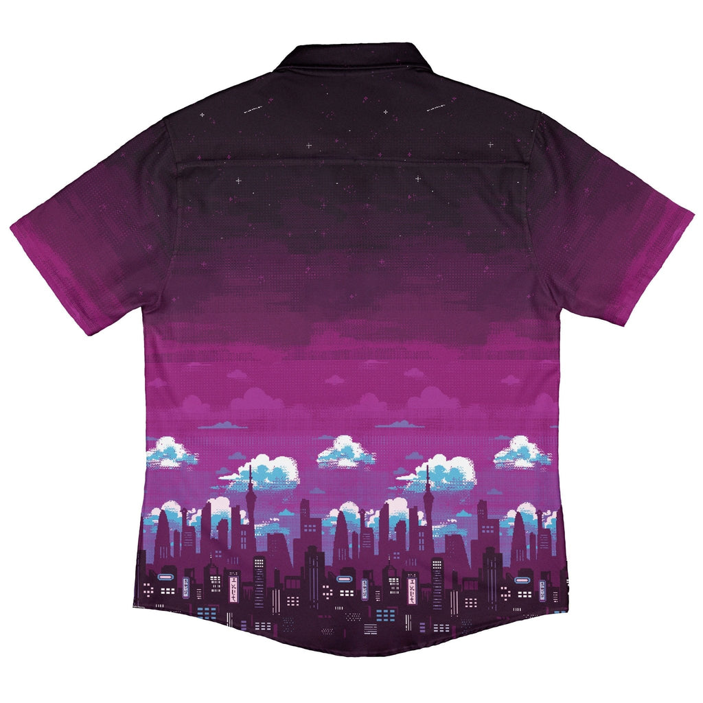 Cyberpunk Tokyo Skyline Button Up Shirt Geek Nerd 0925 adult sizing All Adult Button Up Shirts