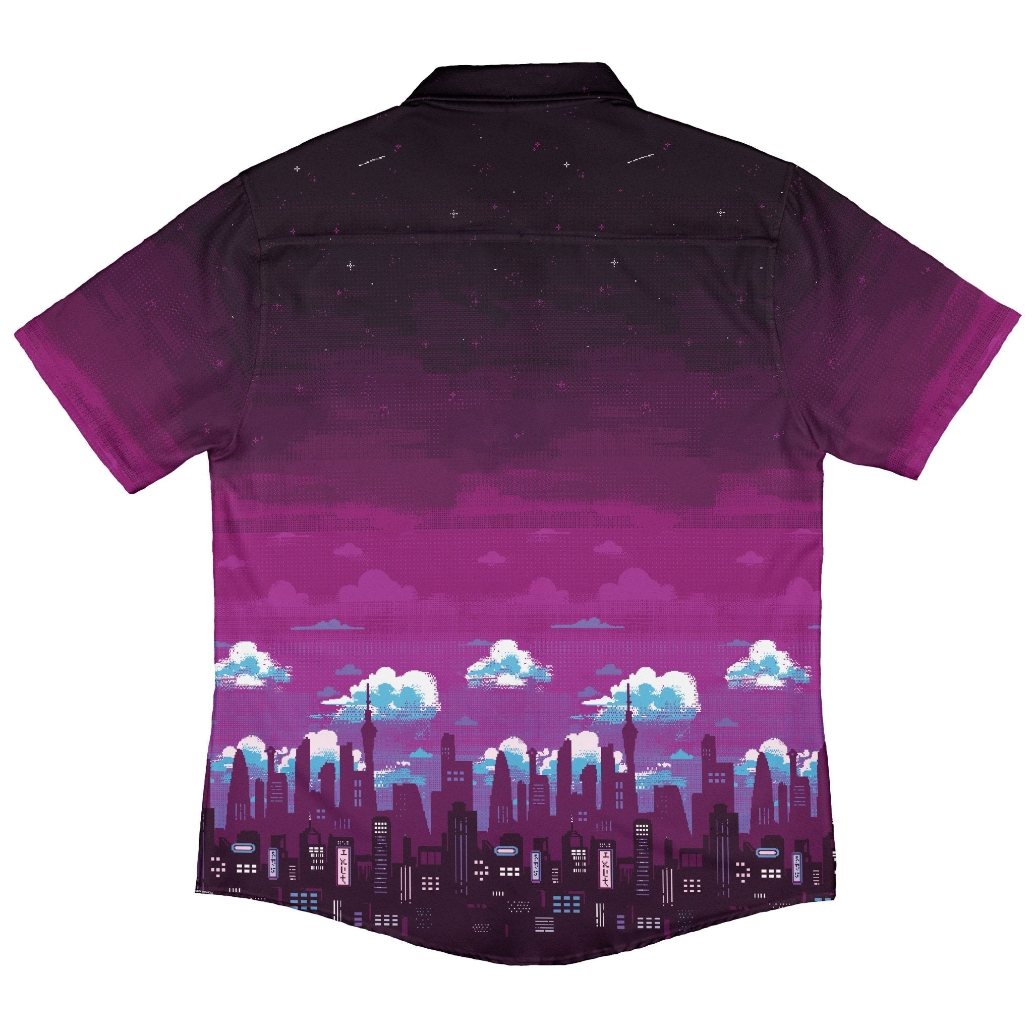 Cyberpunk Tokyo Skyline Button Up Shirt Geek Nerd 0925 adult sizing All Adult Button Up Shirts