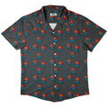 D20 Floral Hawaiian Gray Button Up Shirt - adult sizing - Design by Heather Davenport - dnd & rpg print
