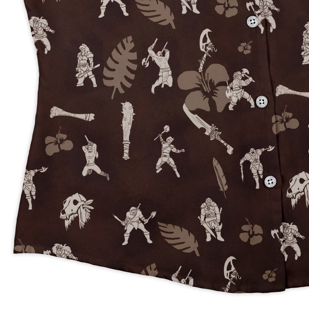 DND Barbarian Class Hawaiian Curvy Button Up Shirt Geek Nerd Designs by Nathan dnd & rpg print Dnd Classes